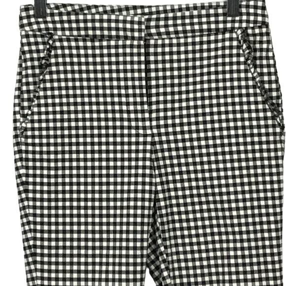 NEW ZARA Black White Gingham Check Plaid Mid Rise Ankle Crop Pant Pockets S - Picture 5 of 9